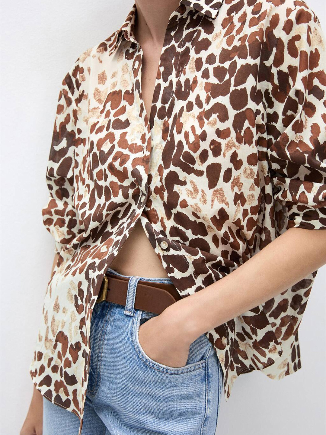 MANGO Animal Print Casual Shirt