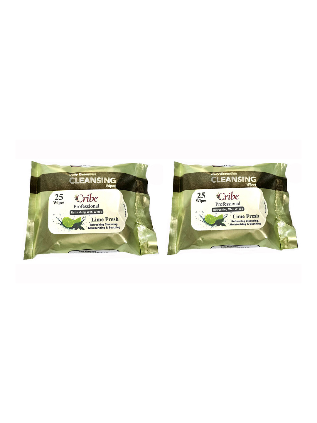 CRIBE Set Of 4 Jamine & Lime Extract Wet Cleansing Wipes With Vitamin E - 25 Wipes Each