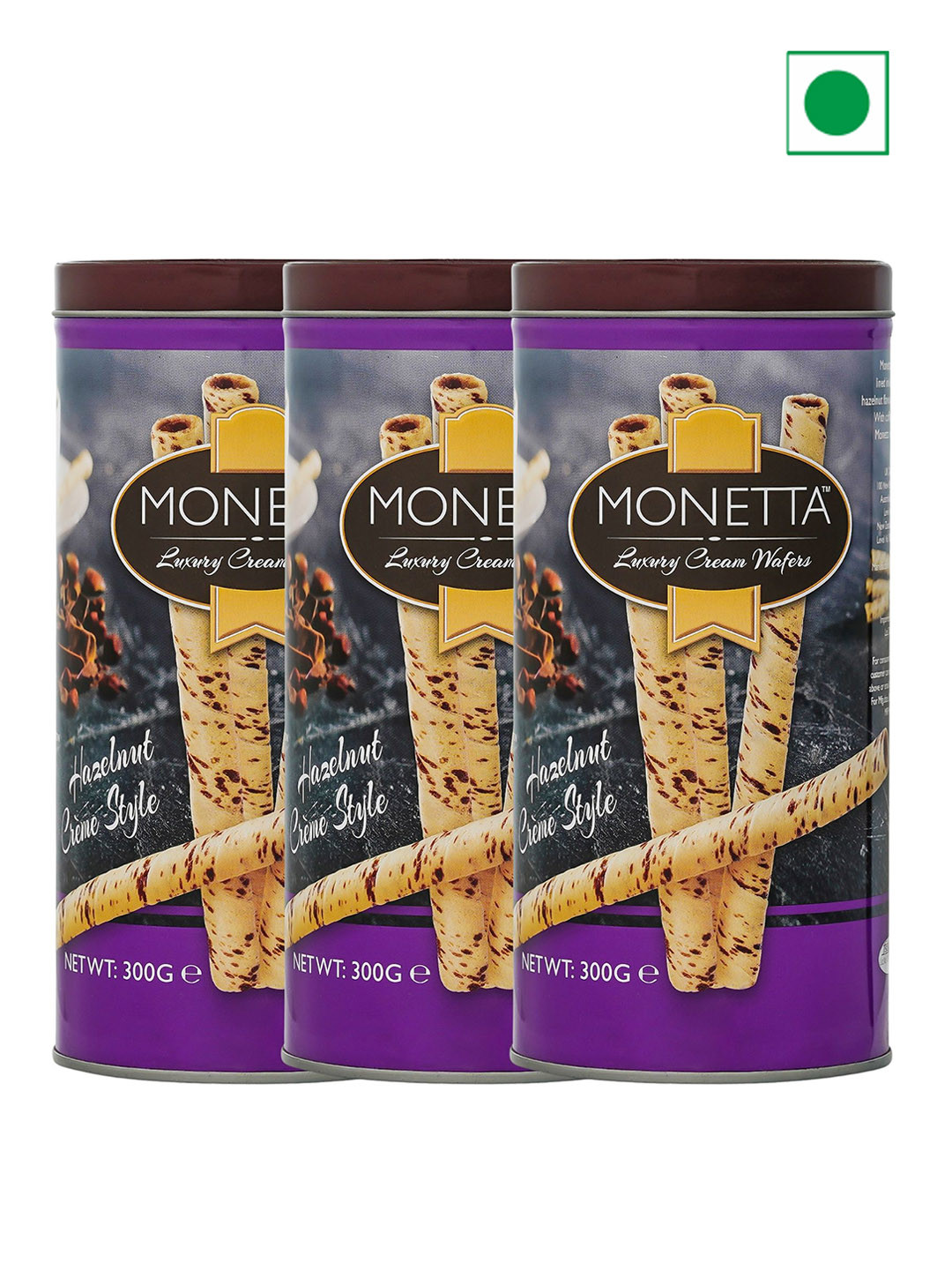 Monetta Pack Of 3 Hazelnut Wafer Sticks