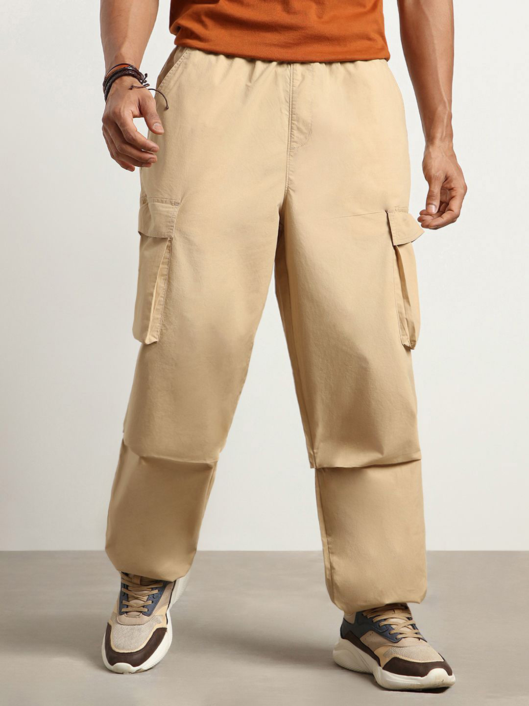 NOBERO Oversized Loose Fit Parachute Pants