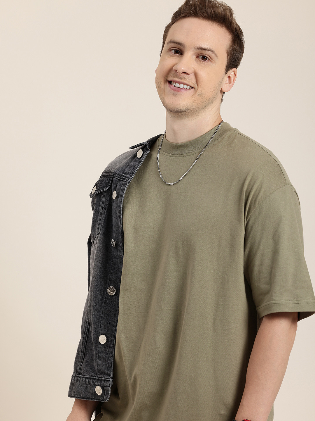 HERE&NOW Drop-Shoulder Sleeves Pure Cotton T-shirt