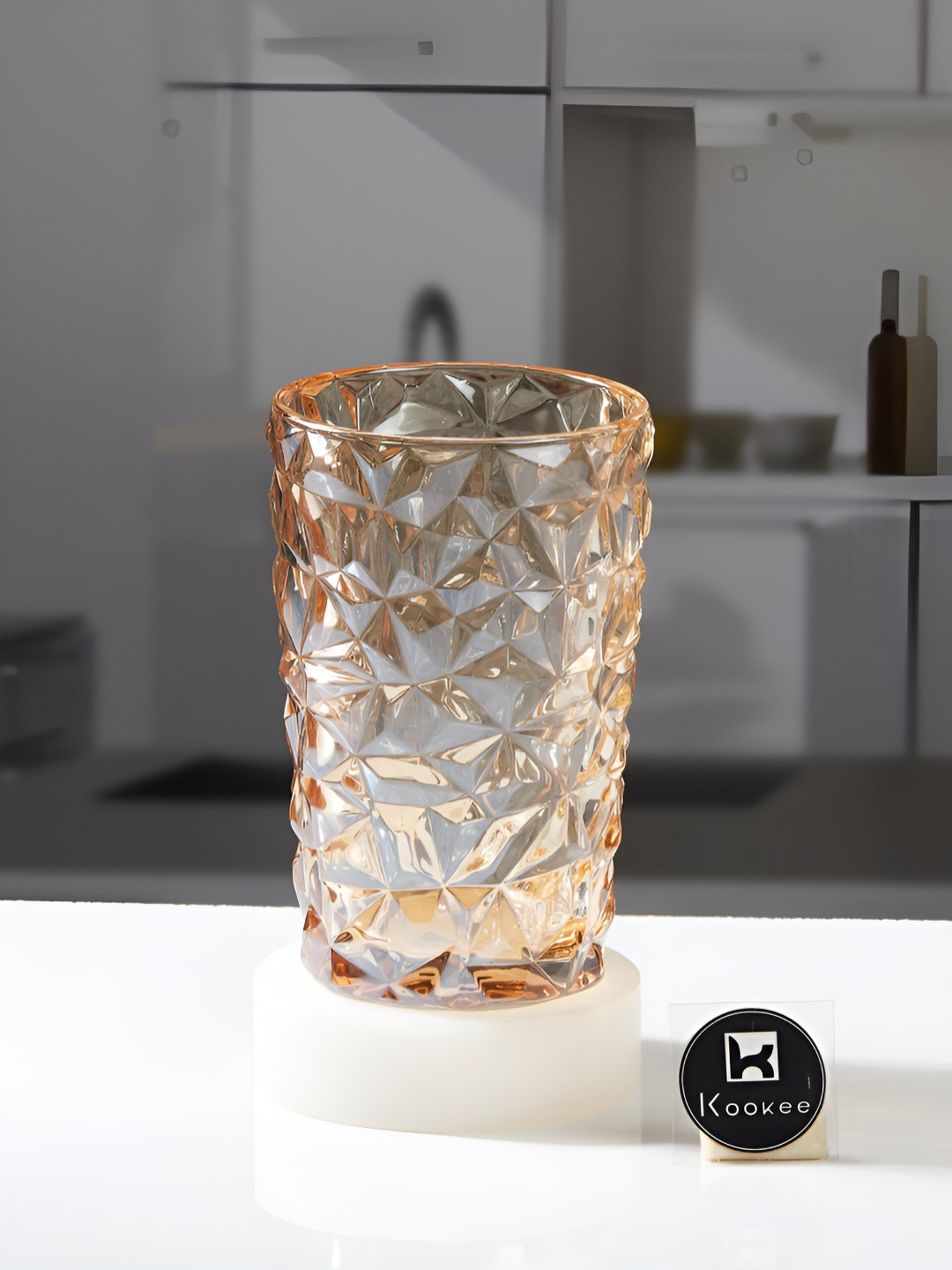 Kookee Orange and Transparent Crystal Drinking Glass 300ml