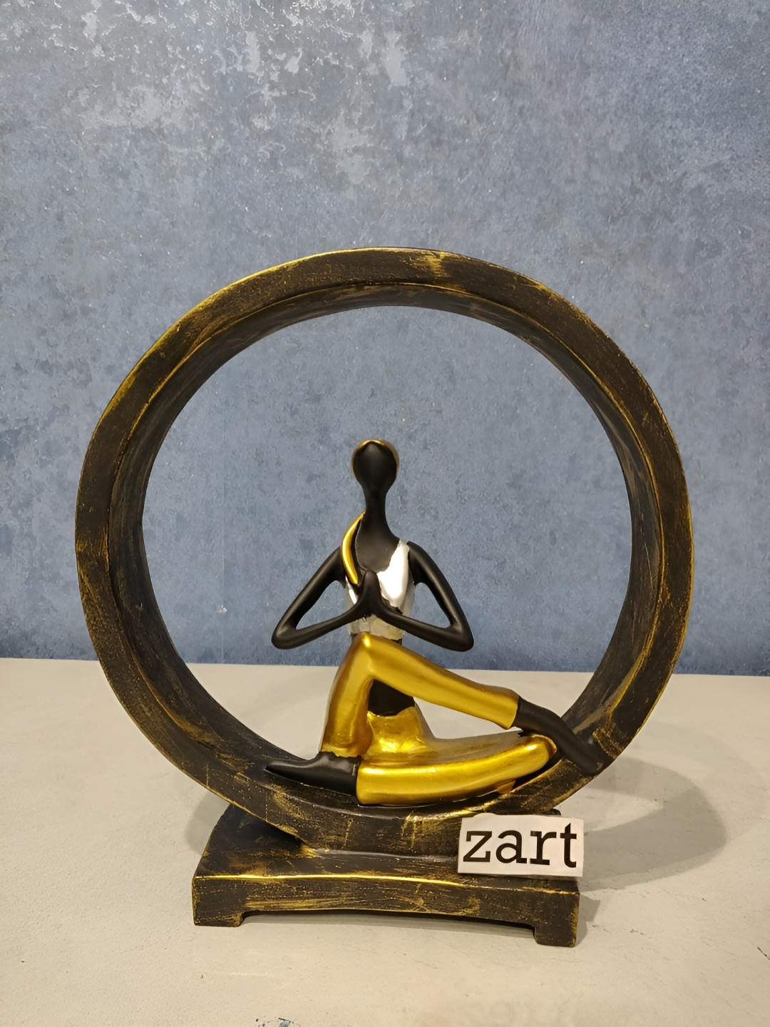 Zart Yoga Lady Black Polyresin Matte Living Room Small Showpiece - 8 Inches