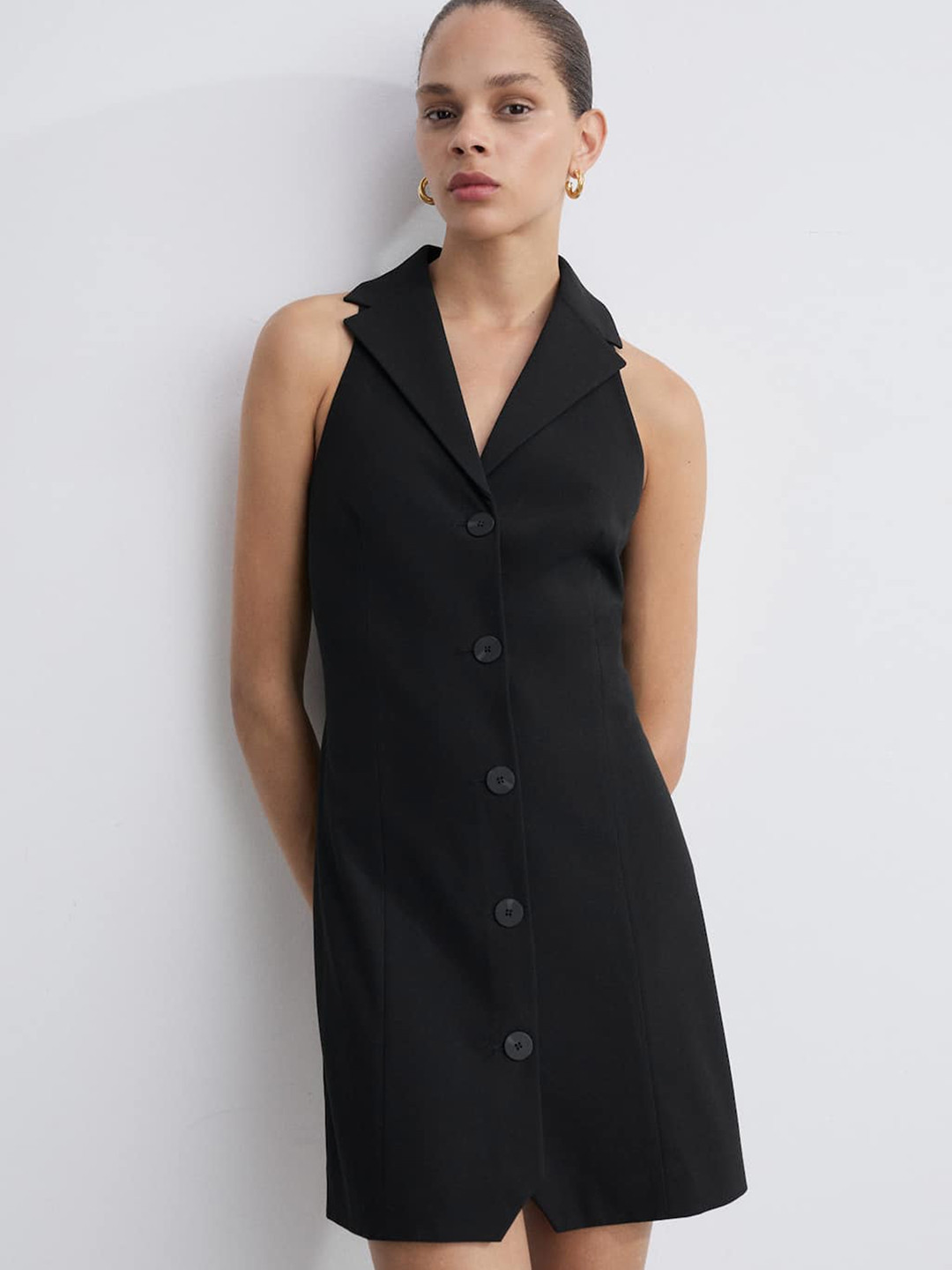 MANGO Lapel Collar Blazer Dress