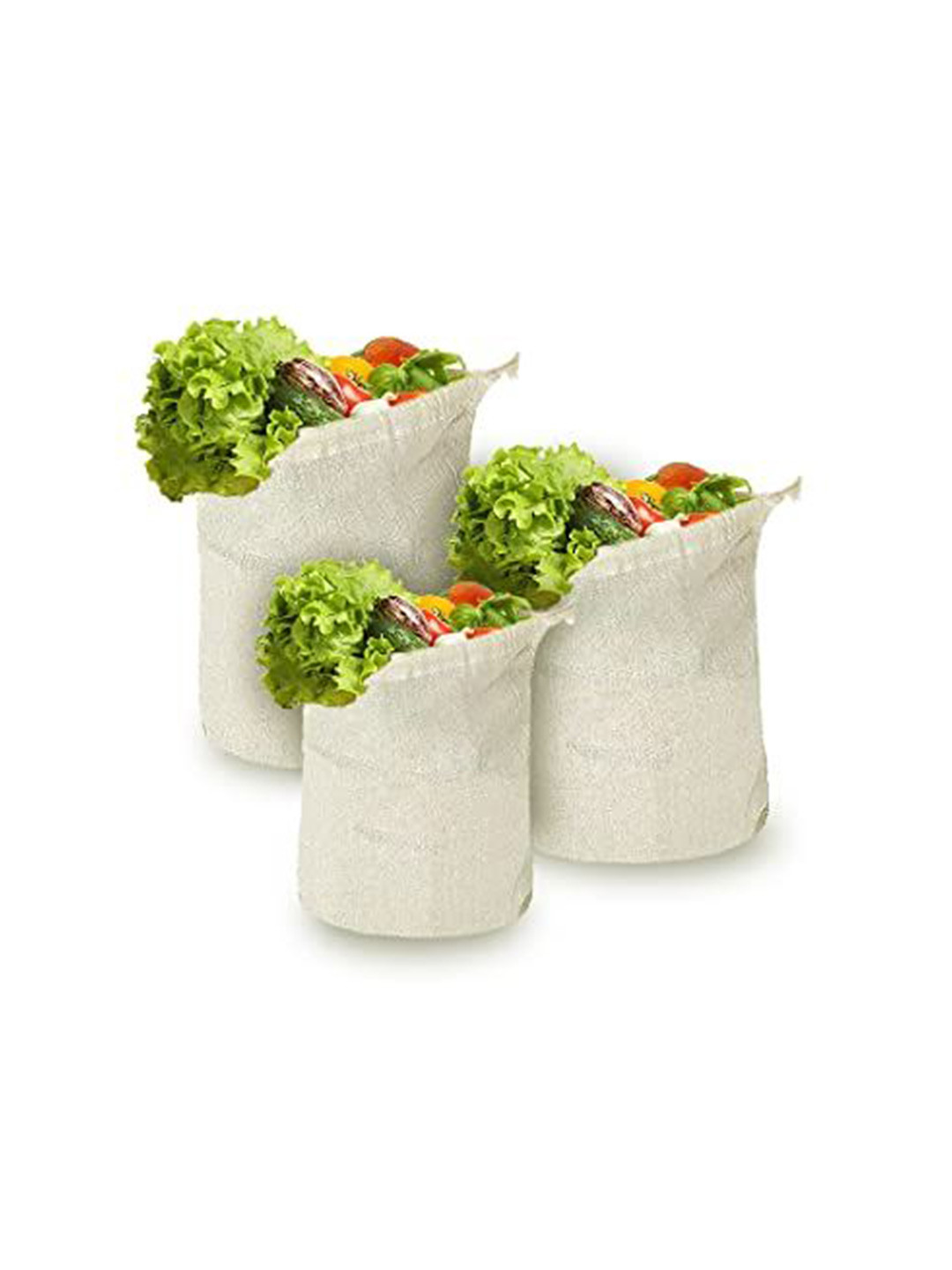 prettykrafts White 12 Pieces Reusable Storage Bag for Fruits & Vegetables Organisers