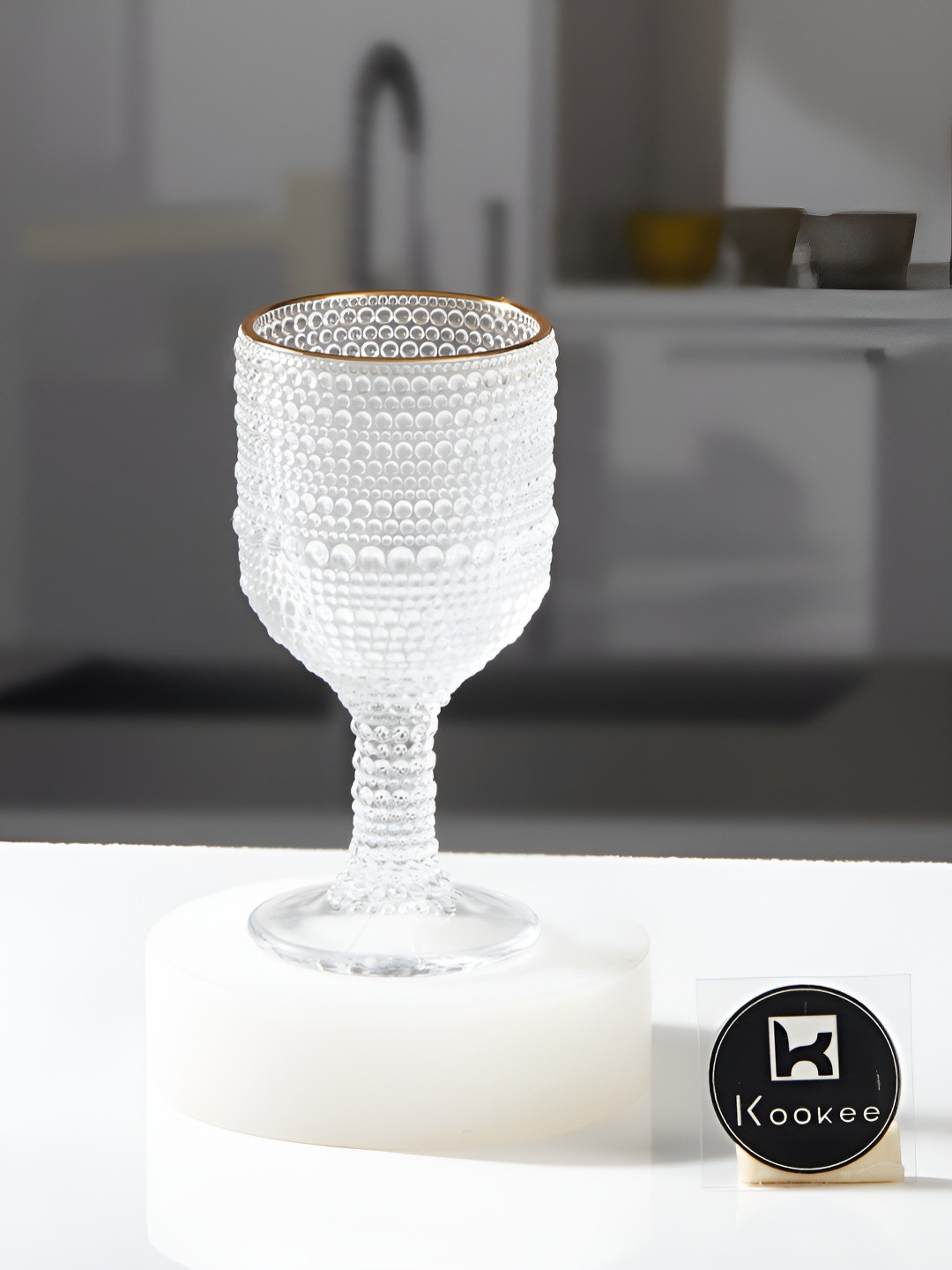 Kookee Transparent and GoldToned Crystal Wine Glass 50ml