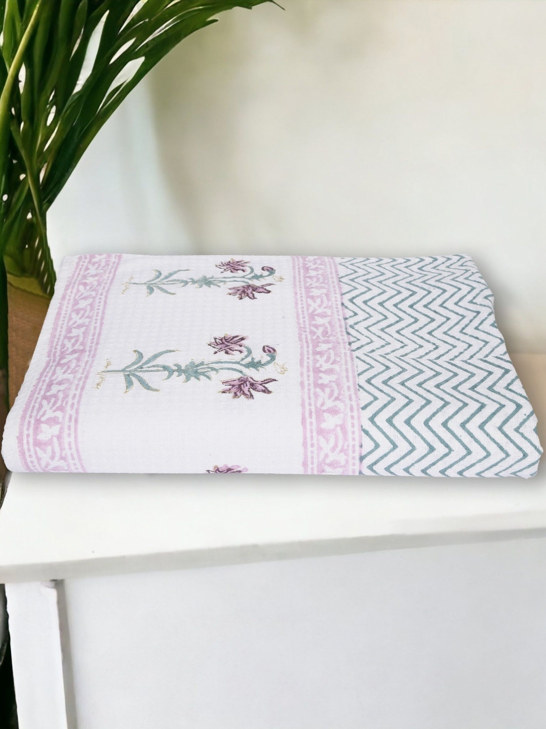 Texstylers Waffle Grey Chevron Cotton 300GSM Super Soft Adult Regular Bath Towel-60x30In