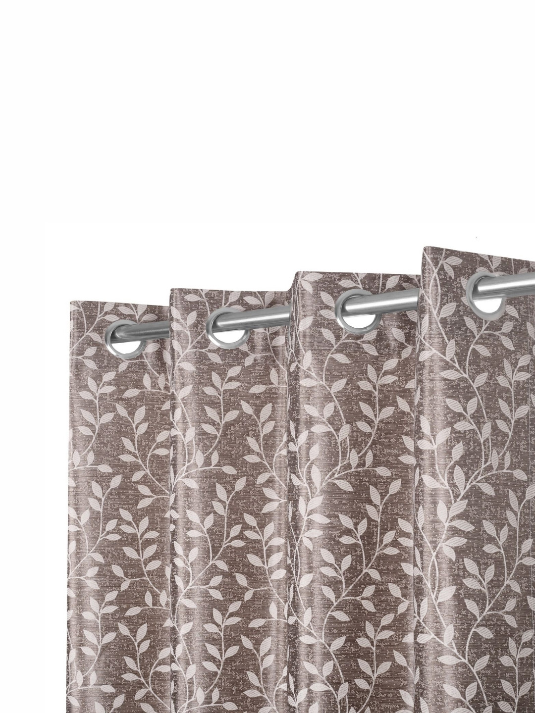 REYANSH DECOR Coffee Brown 2 Pieces Floral Printed Room Darkening Long Door Curtains