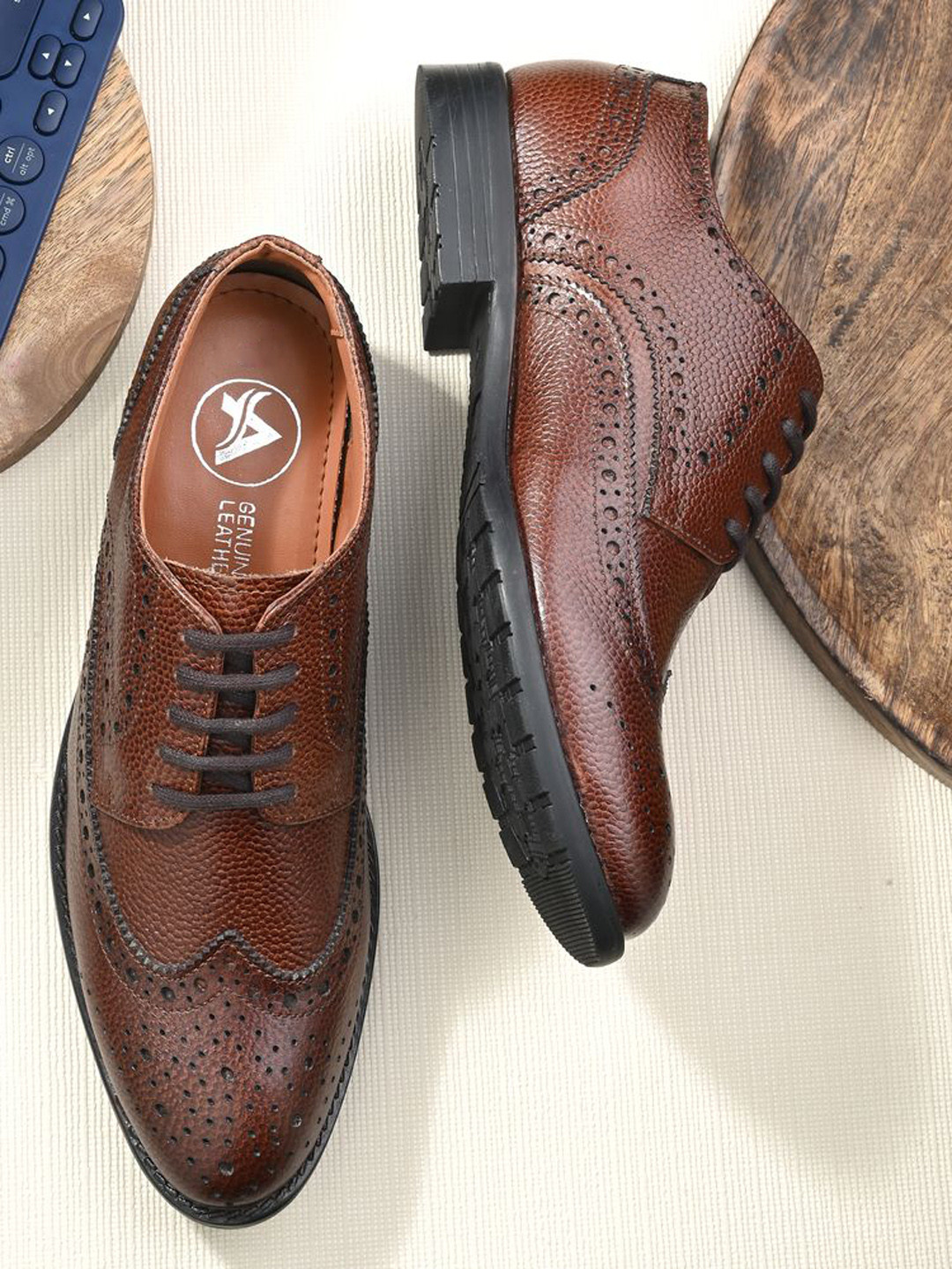 Auserio Men Leather Formal Brogues