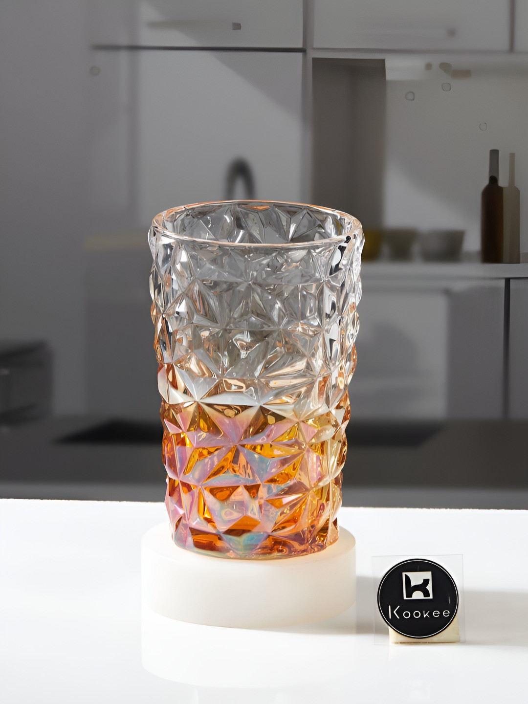 Kookee Orange-Toned Crystal Drinking Glass - 300ml