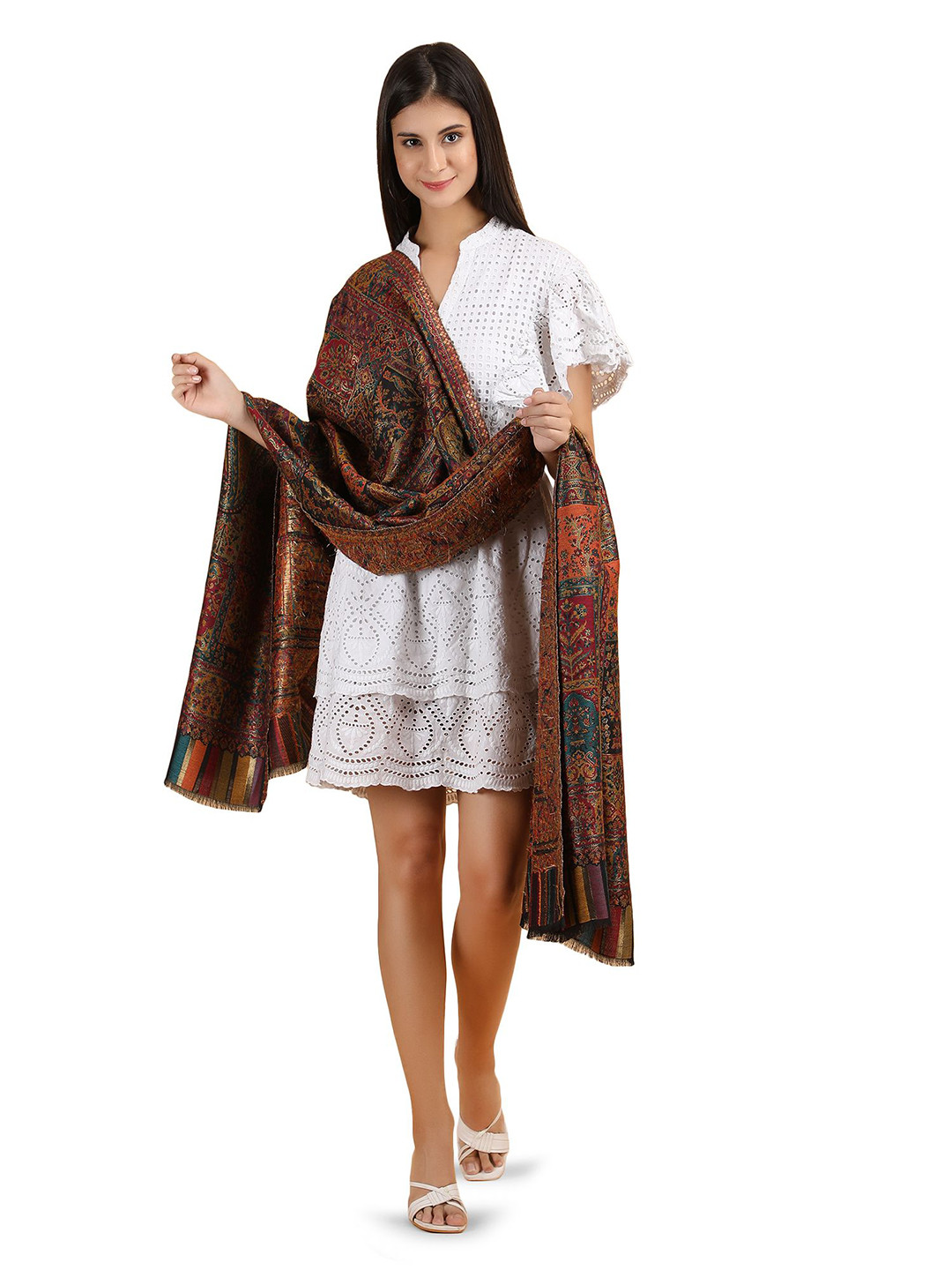Stole & Yarn Women Woven Design Stoles