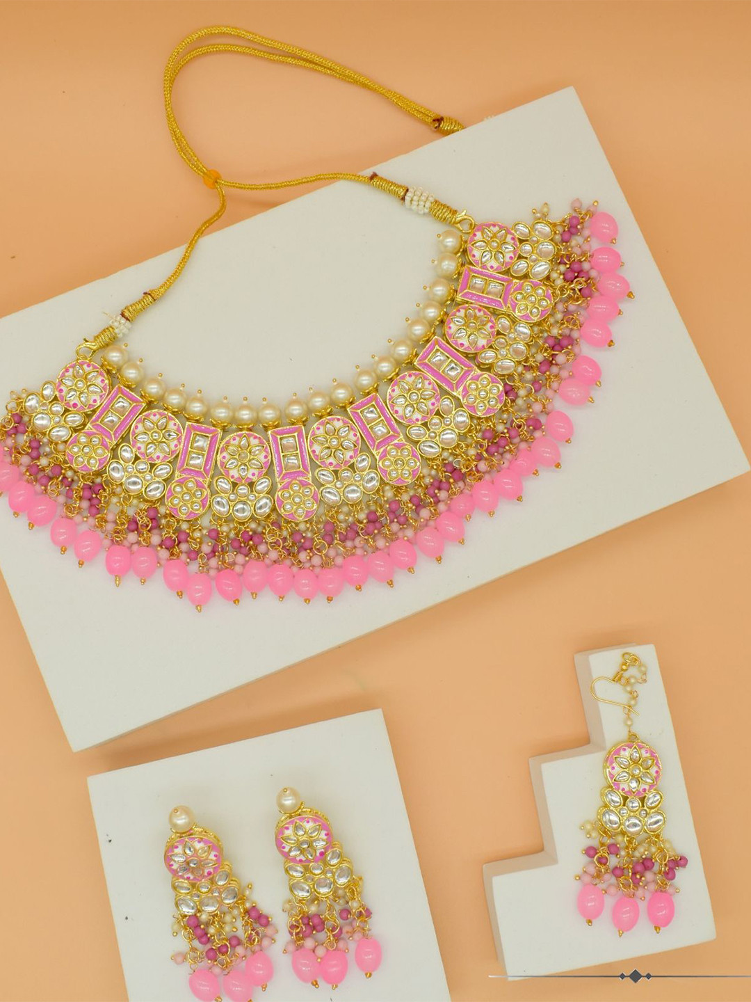 TISHUL JEWELS Gold-Plated Meenakari Necklace