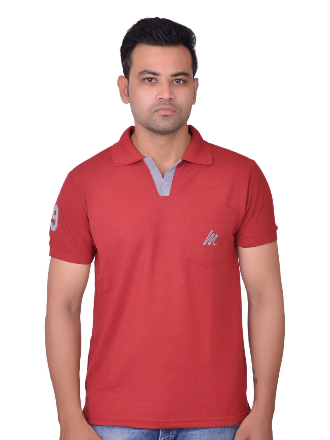 LA MILANO Men Short Sleeves Polo Collar Slim Fit T-shirt