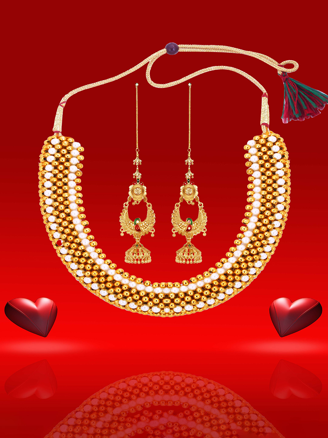 Heer Collection Gold-Plated Necklace with Earrings