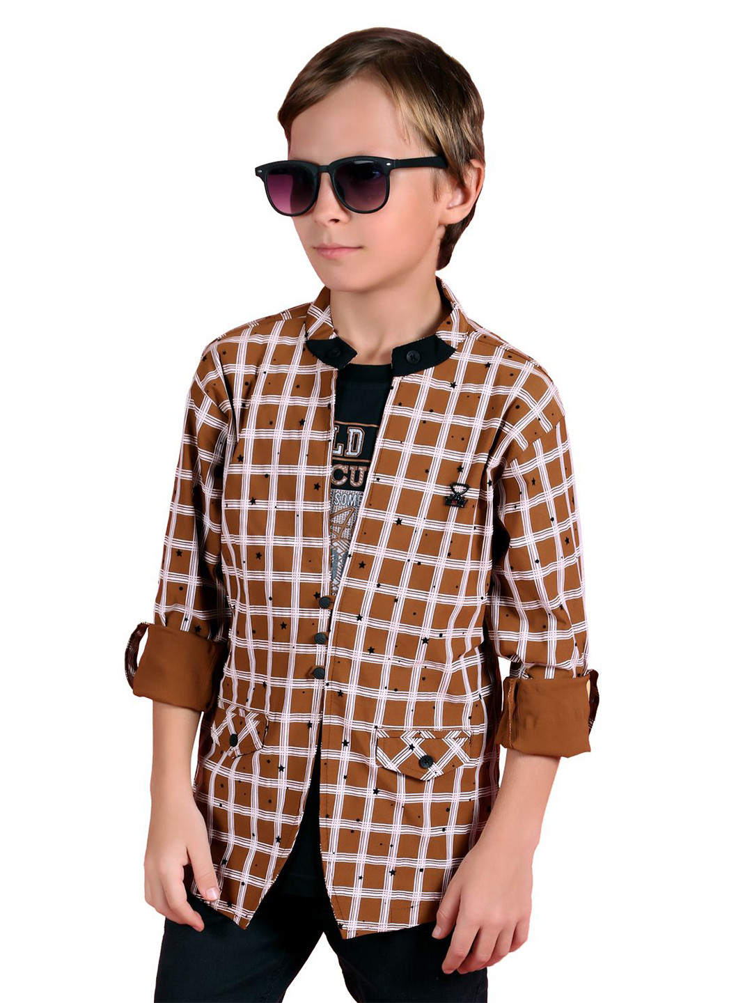 MashUp Boys Checked Party Longline Shrug