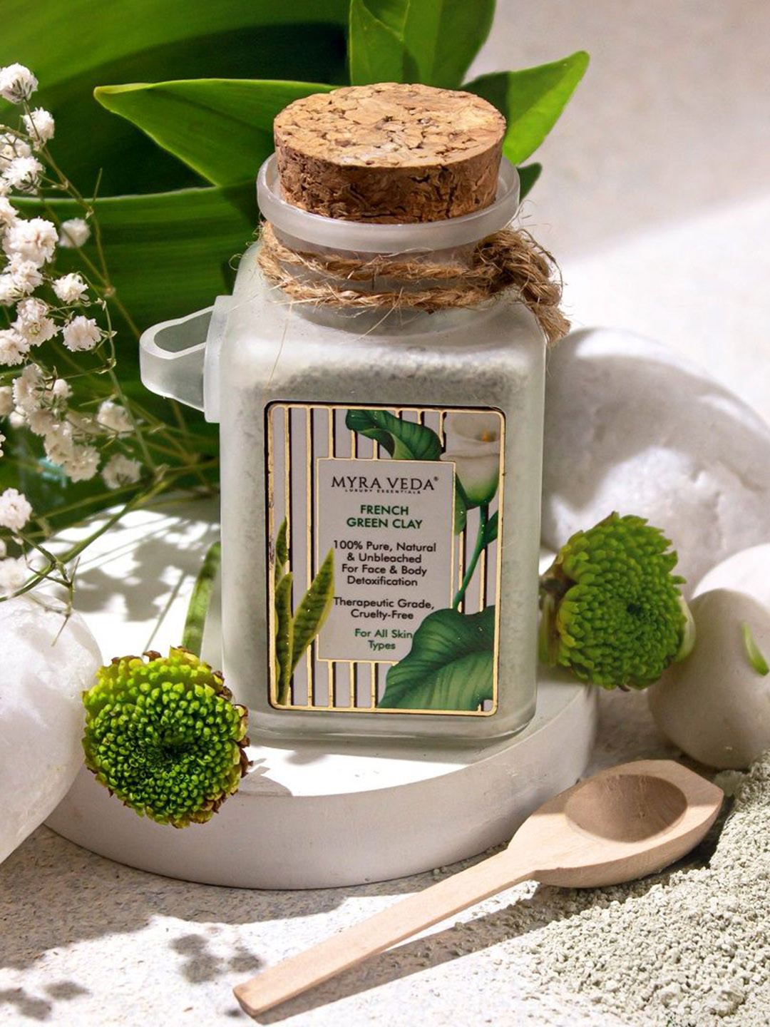 MYRA VEDA Cruelty-Free Pure & Natural French Green Clay Face Mask 100 g