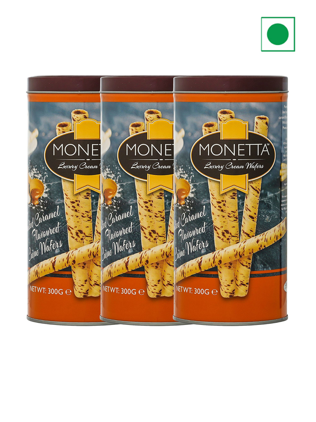 Monetta Pack Of 3 Salted Caramel Wafer Sticks 900g