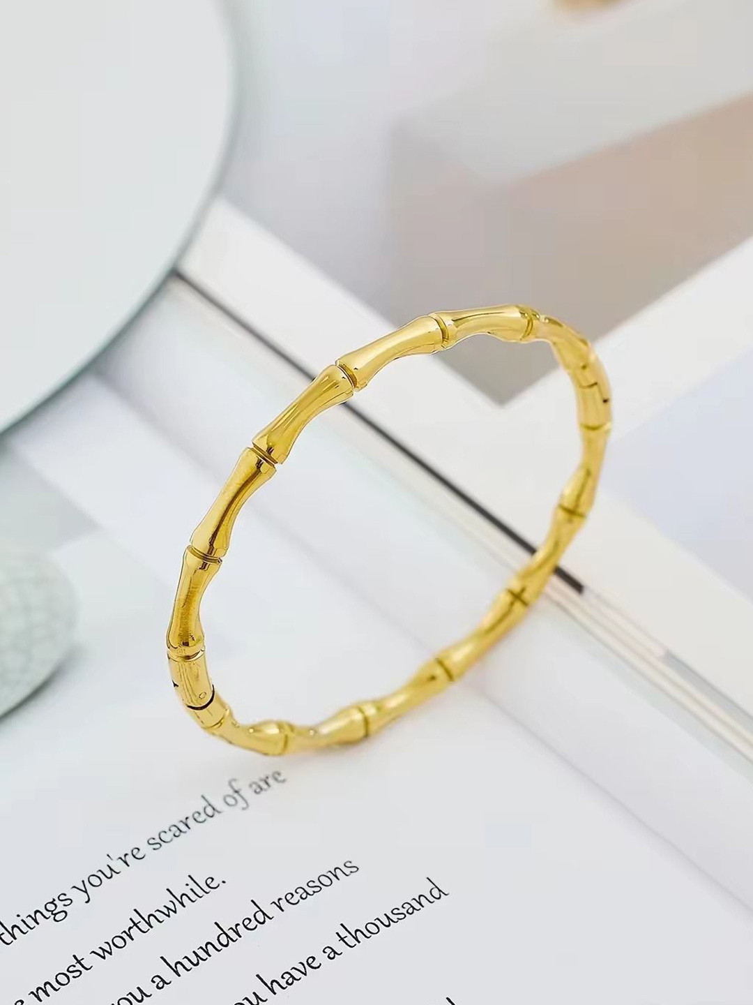 MEENAZ Gold-Plated Stainless Steel Anti Tarnish Bangle-Style Bracelet