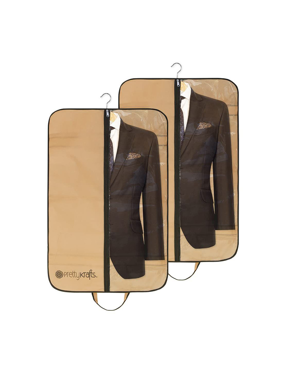 prettykrafts Beige & Brown 2 Pieces Reusable Blazer cover Organisers