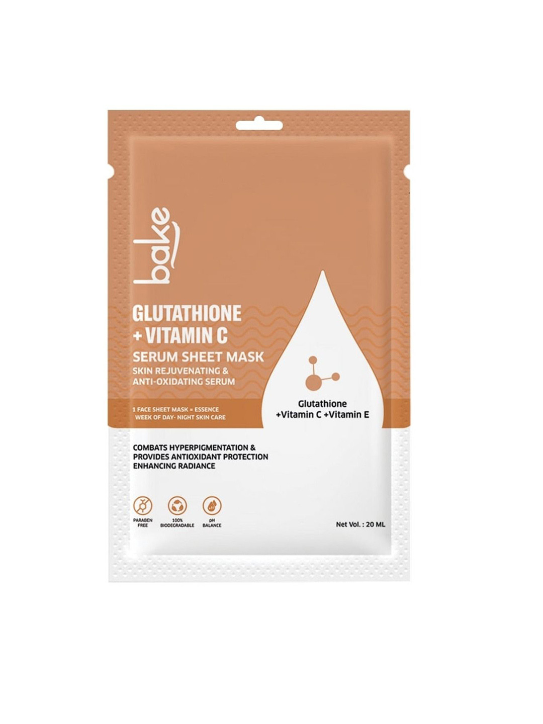 BAKE Glutathione & Vitamin C Serum Sheet Mask - 20 ml