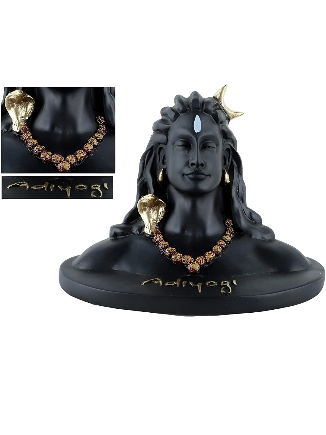 Zart Shankara Black Polyresin Matte Prayer Room Small Showpiece - 5 Inches