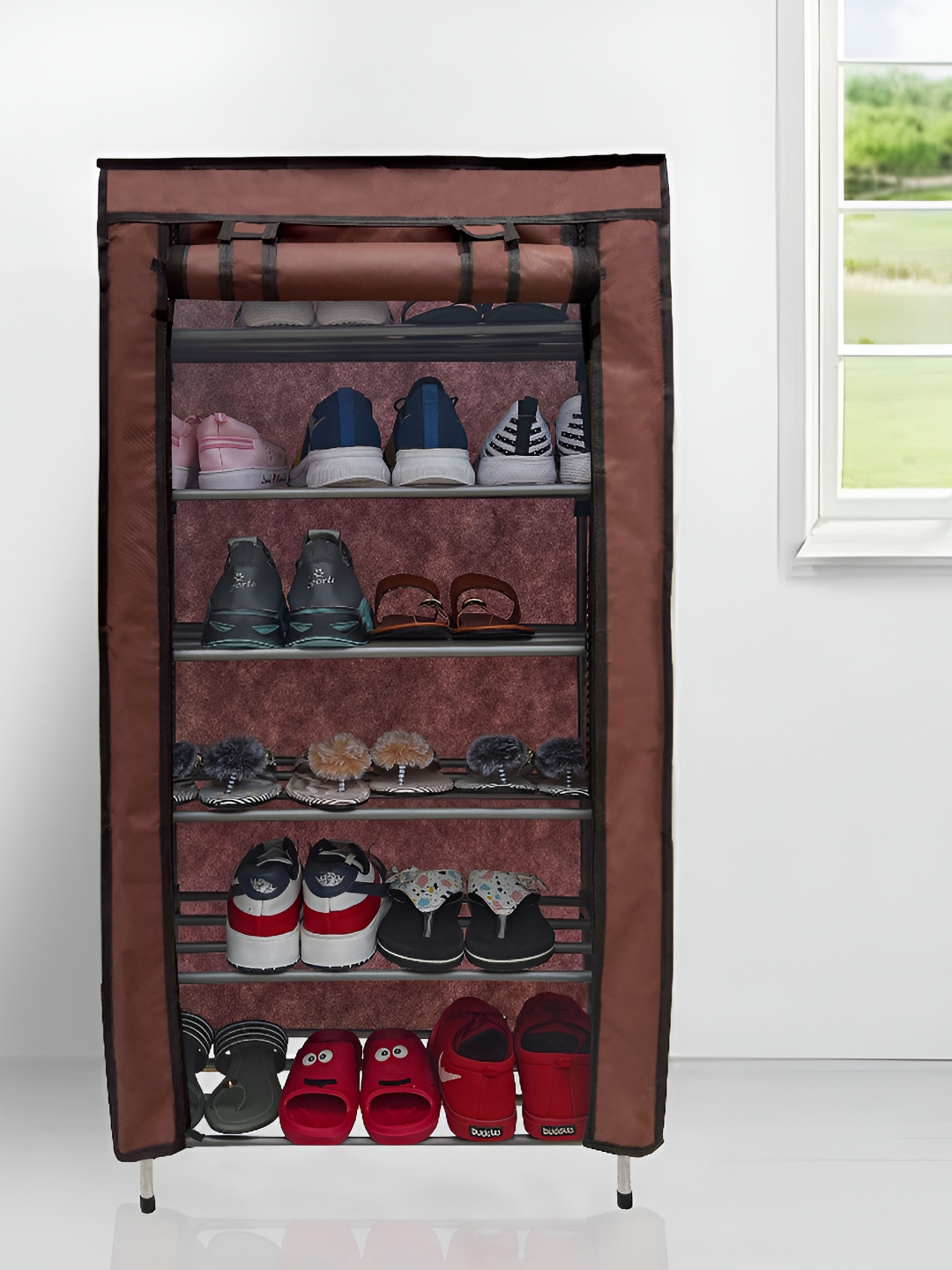 Urban Choice Brown & Black 6 Tier Rectangular Shoes Rack