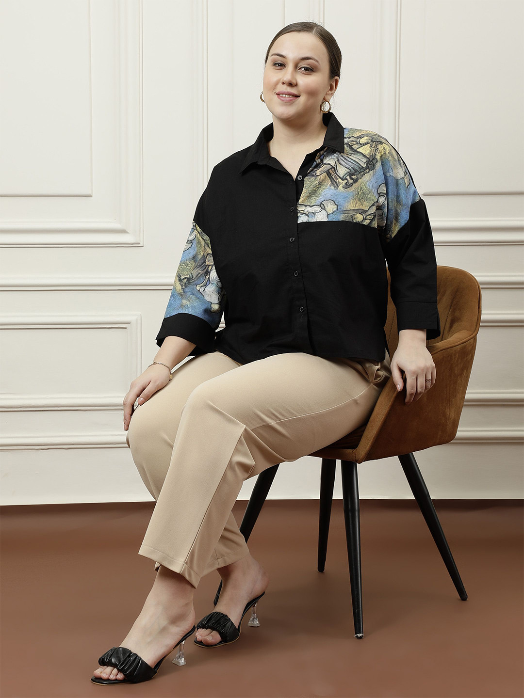 Athena Ample Print Cotton Shirt Style Top