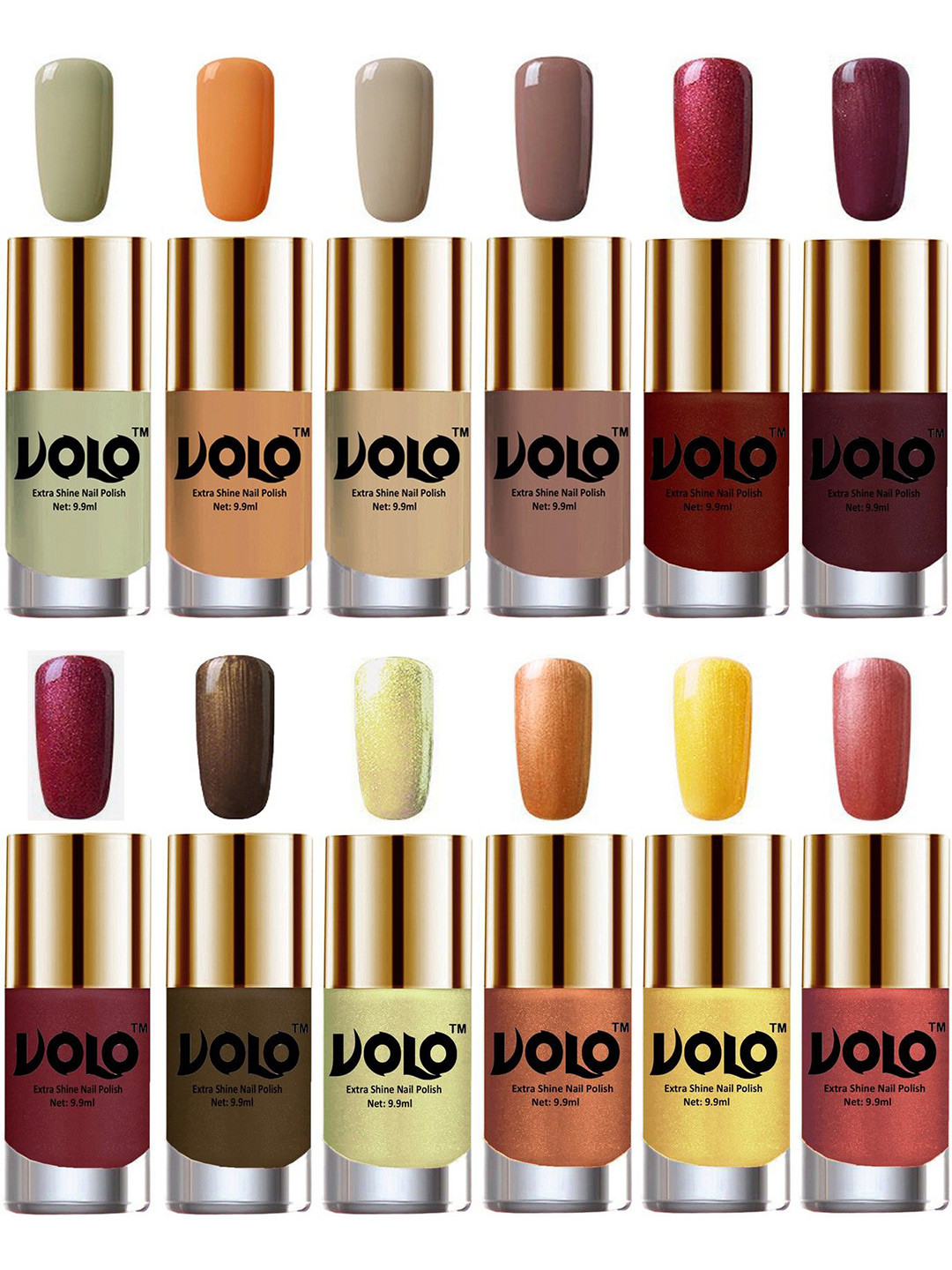 VOLO Set Of 12 Luxury Super Shine Nail Polish - 10 ml Each-Combo-No-92