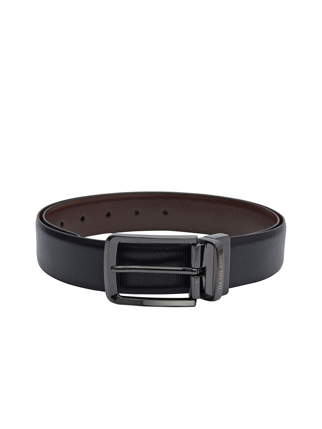Da Milano Men Tang Closure Textured Leather Reversible Belt
