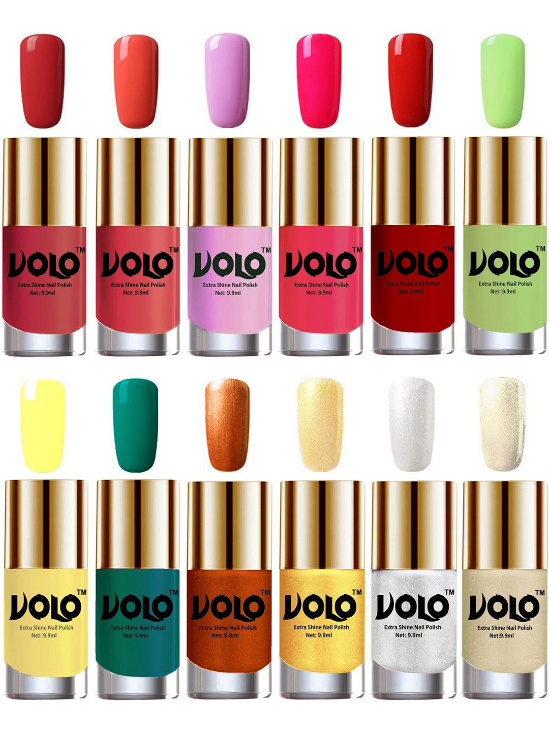 VOLO Set of 12 Luxury Super Shine Vibrant Shades Nail Polish-9ml Each-Combo No-267