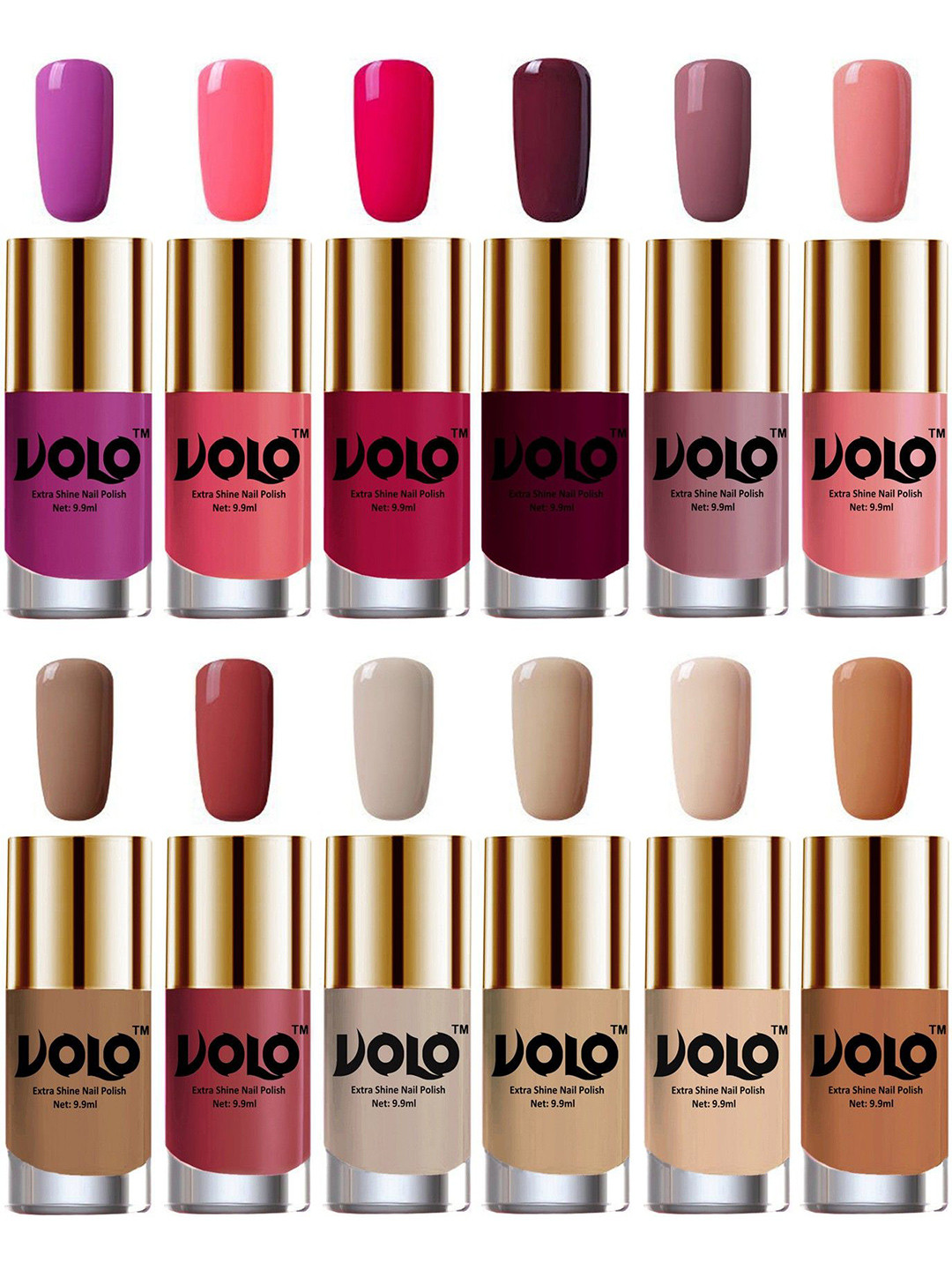 VOLO Set Of 12 Luxury Super Shine Nail Polish - 10 ml Each-Combo-No-51