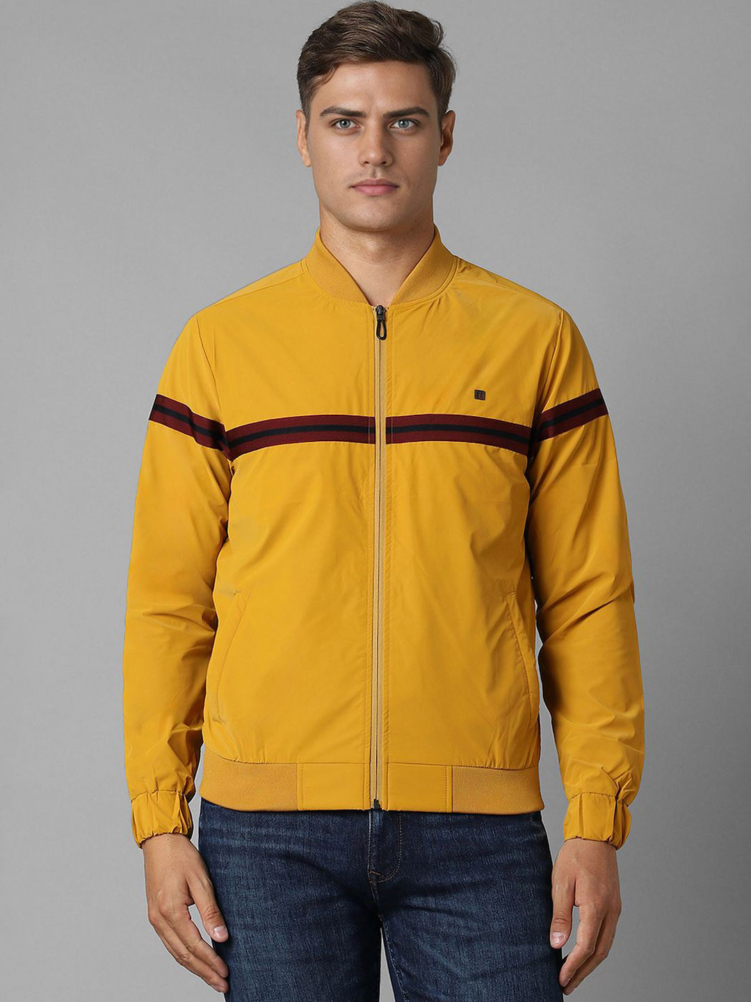 Louis Philippe Sport Men Mandarin Collar Bomber Jacket