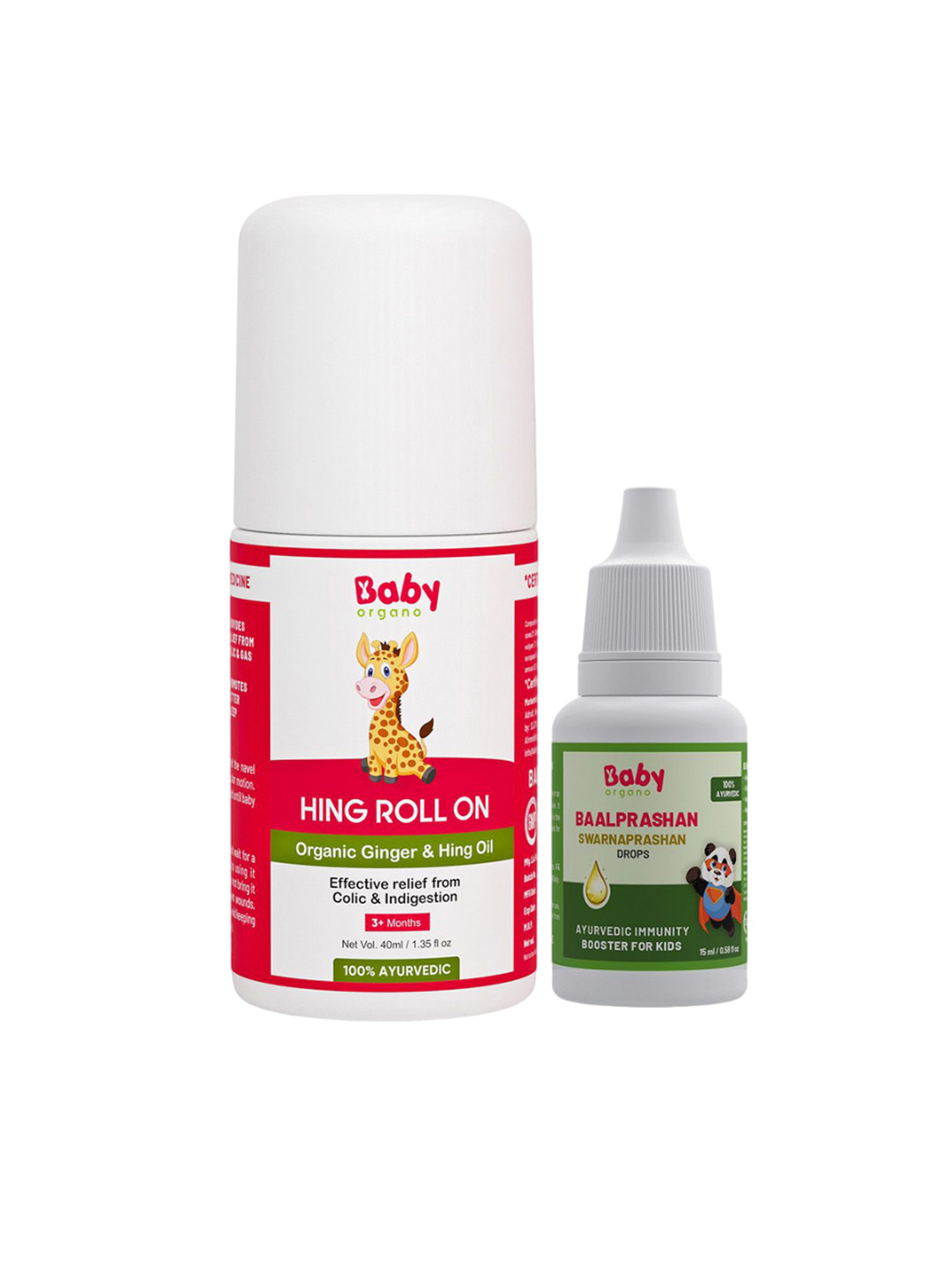 BABYORGANO Baal Prashan Swarnaprashan Immunity Booster 15ml & Hing Roll On- 40ml
