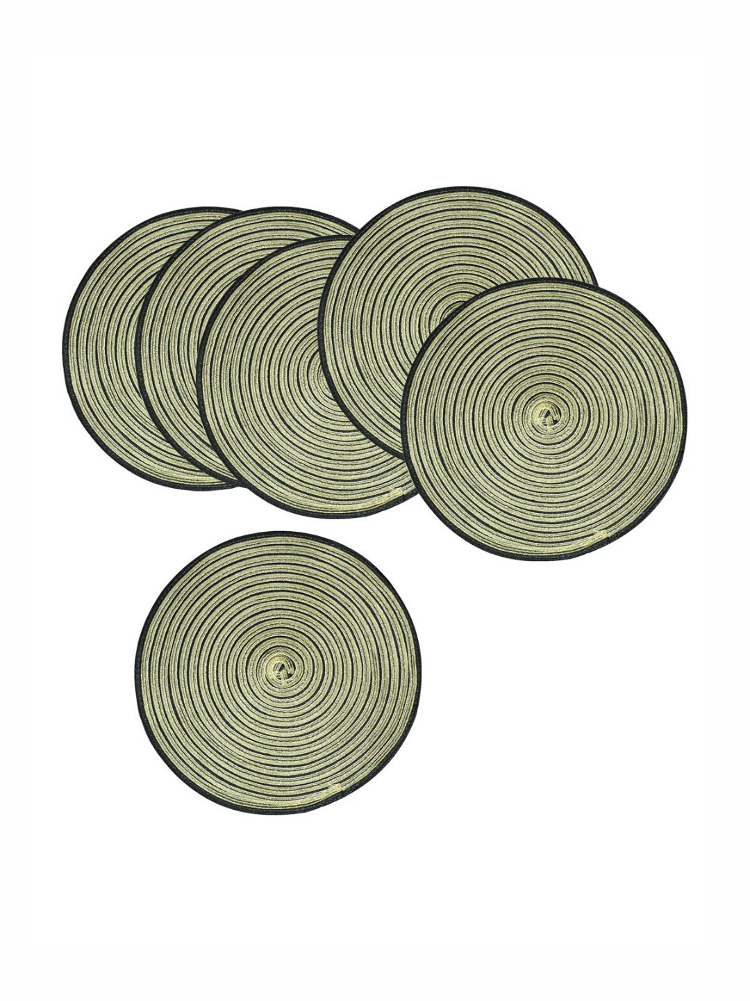 TIED RIBBONS Green & White 6 Pieces Striped Dining Table Placemats