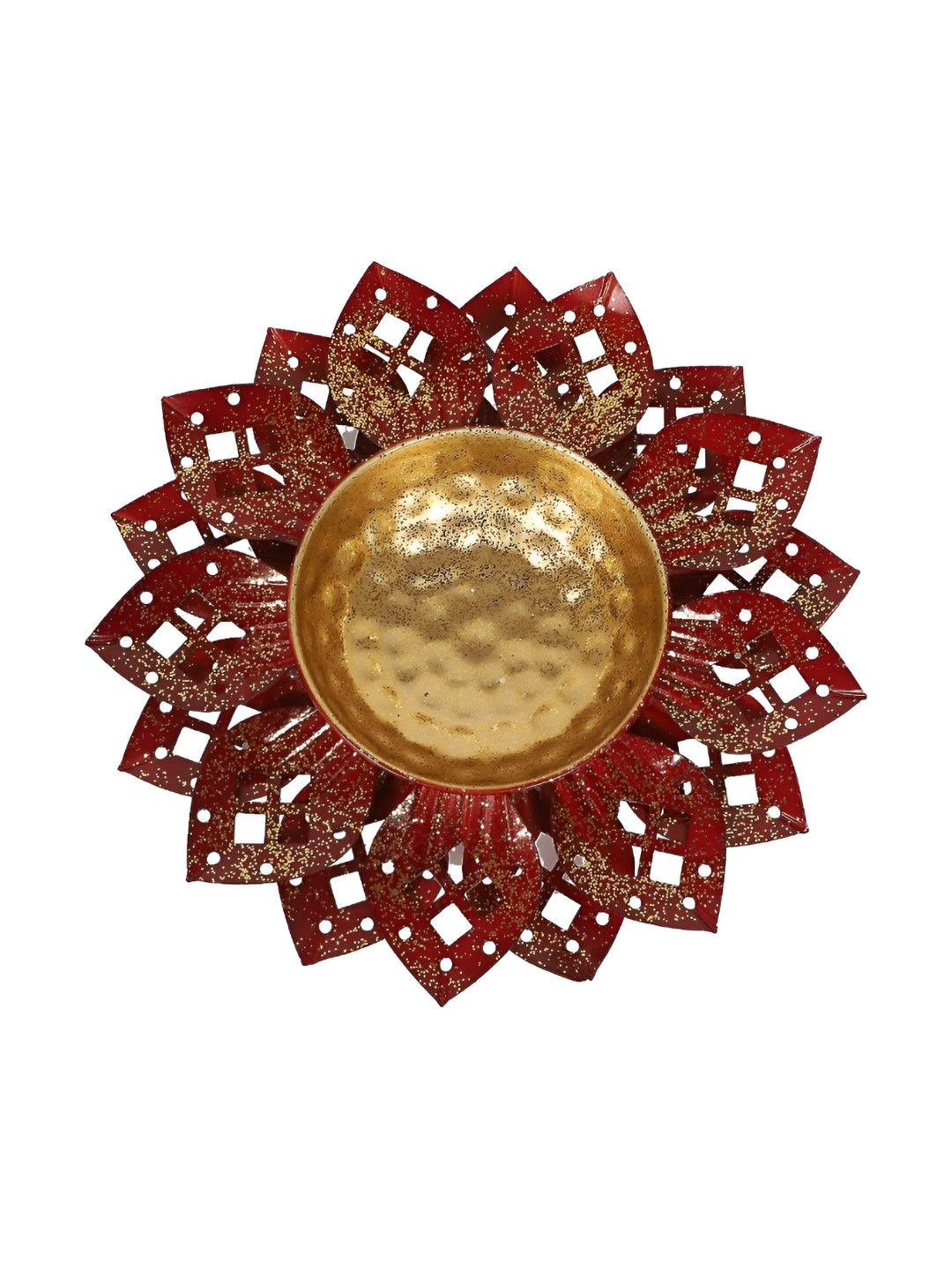Amaya Decors Yellow & Red Flower Cut Decorative Bowl