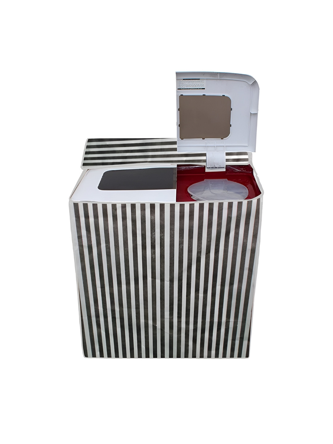 prettykrafts Black Stripes Top Loader Semi Automatic Washing Machine Cover
