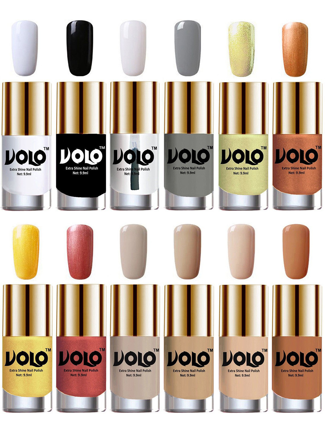 VOLO Set Of 12 Luxury Super Shine Nail Polish- 9.9ml Each- Combo- No- 349