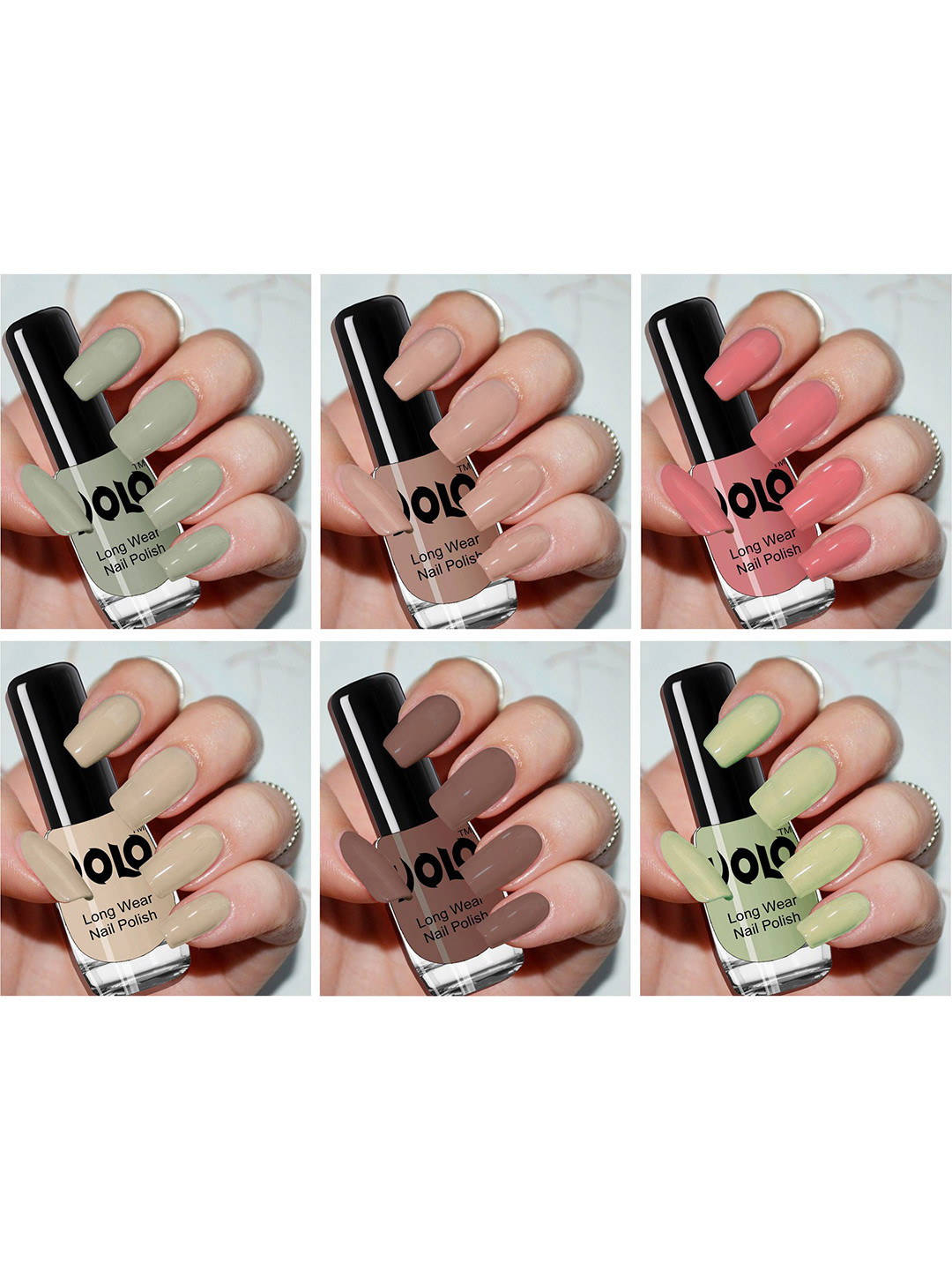 VOLO Set of 6 Color Rich Toxic Free Perfection Shine Nail Polish-5ml Each-VT-005