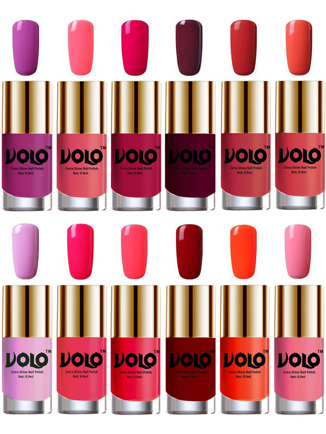 VOLO Set Of 12 Luxury Super Shine Nail Polish - 9.9 ml Each-Combo No-62
