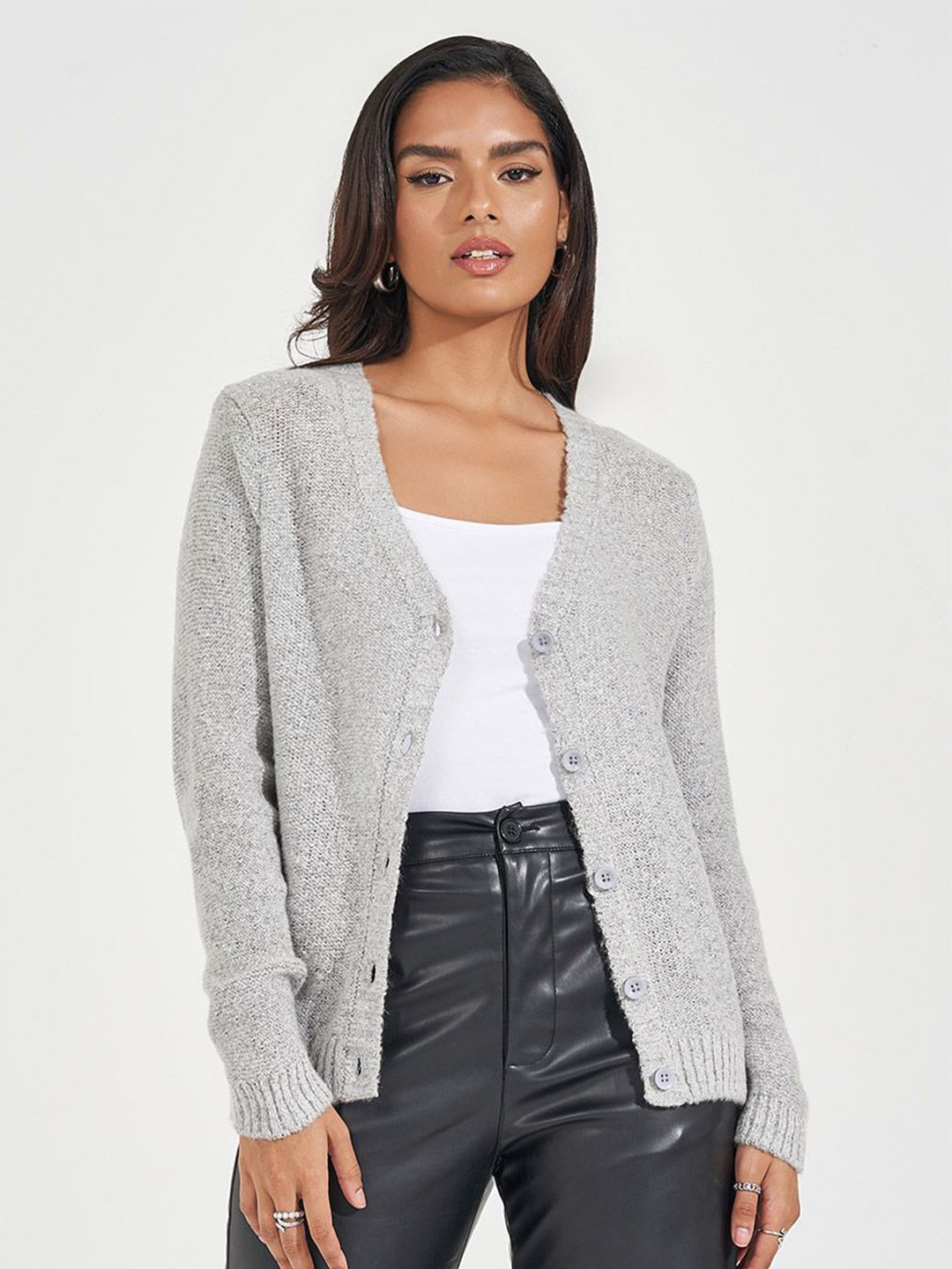 Styli Women Regular Length Regular Fit Golden Button Cardigan