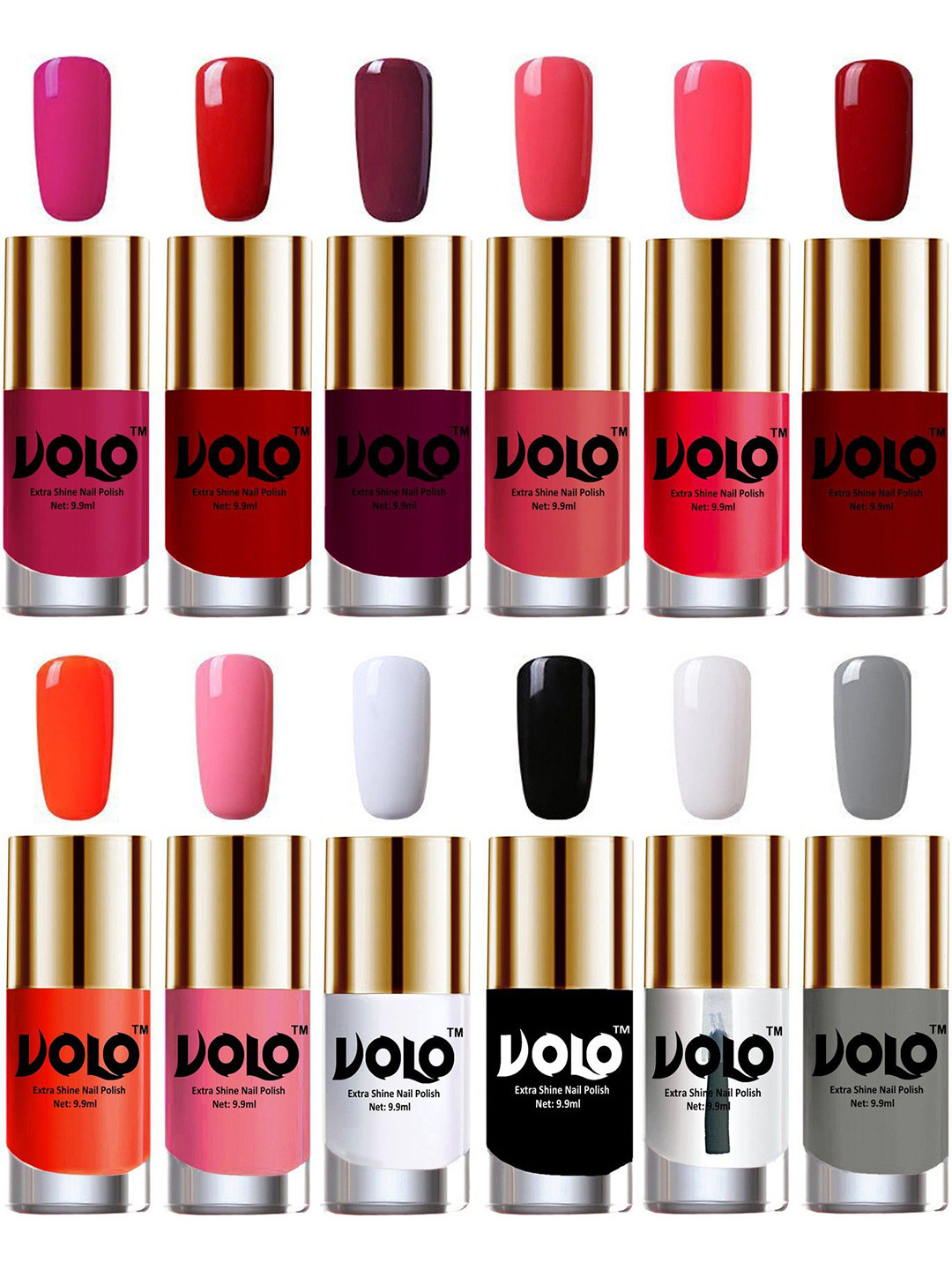 VOLO Set Of 12 Long Lasting Nail Polish-9.9 ml Each shade Combo No-197
