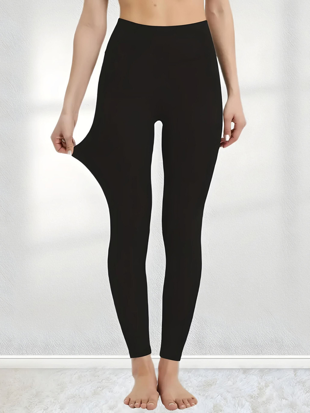 Hill Islands Women  Black Winter Thermal Fur Fleece Tights