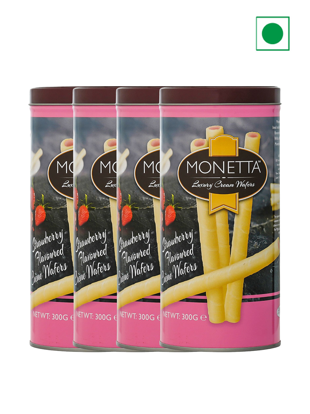Monetta Pack Of 4 Strawberry Wafer Sticks - 300 g Each