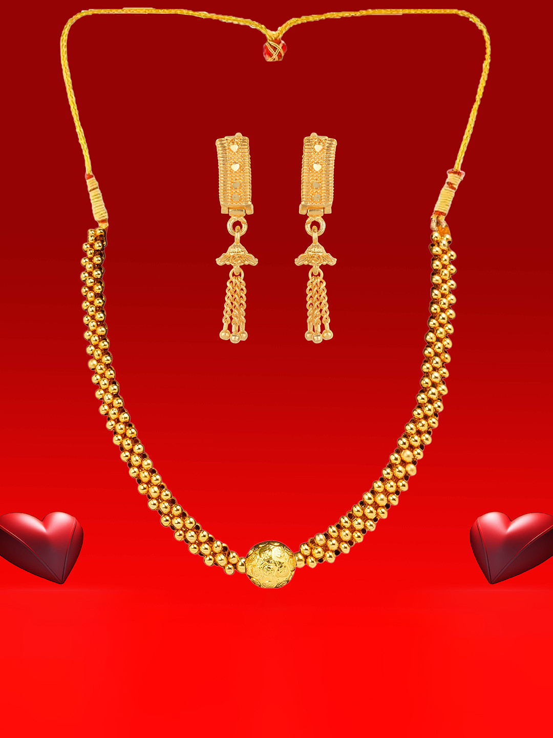 Heer Collection Gold Plated Matte Finish Jewellery Set