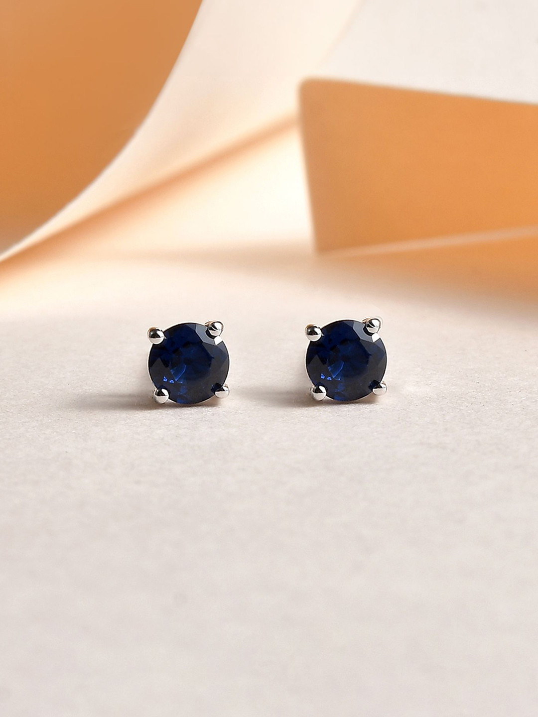Ornate Jewels 925 Sterling Silver Blue Sapphire Studs Earring