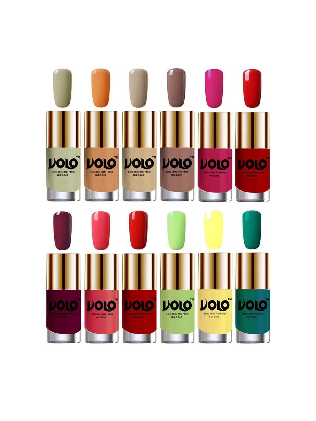 VOLO Set Of 12 Extra Shine Nail Polish-9.9ml Each-Combo-No-107