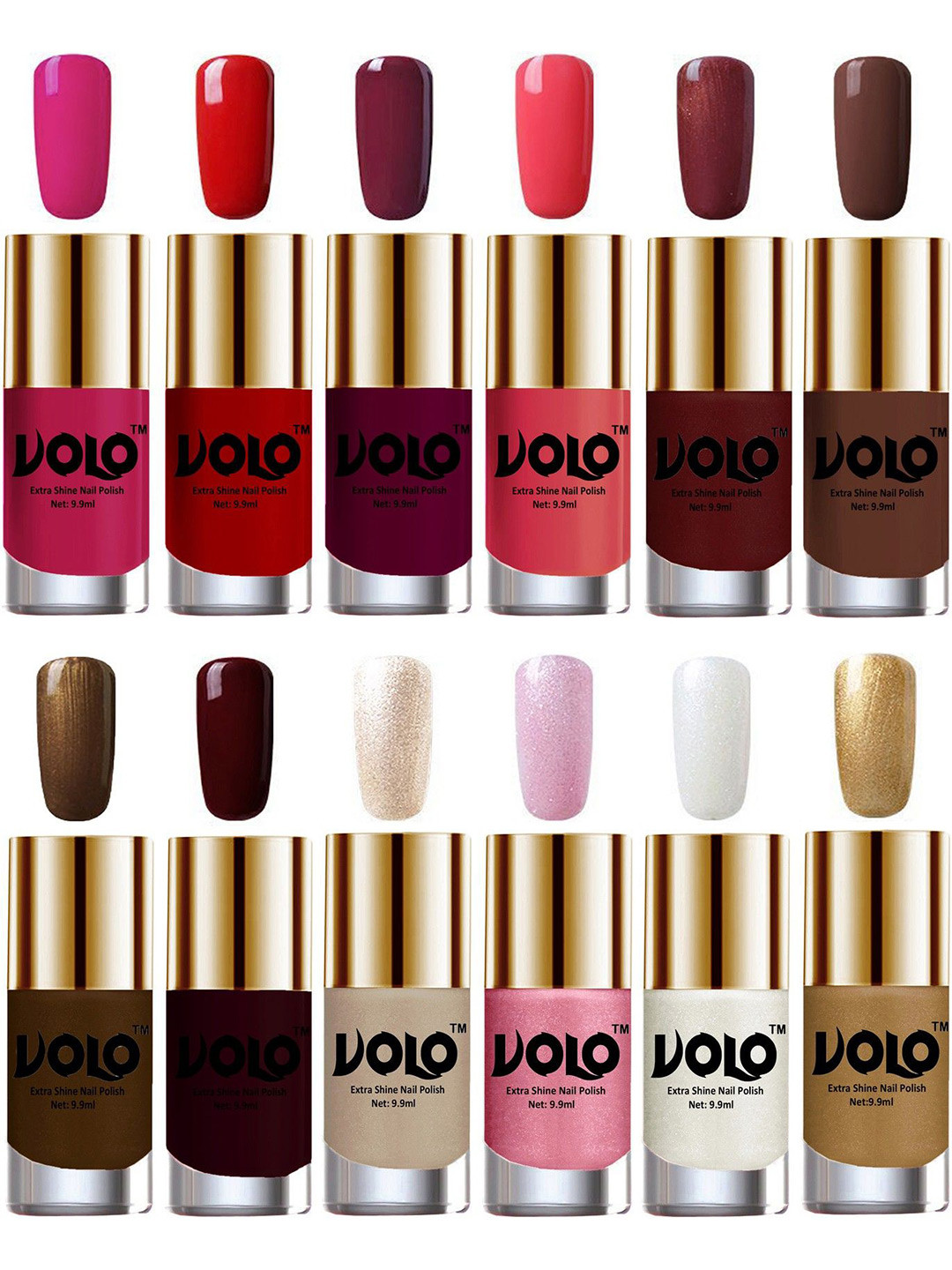 VOLO Set of 12 Luxury Super Shine Nail Polish- 9.9ml Each-Combo No.206
