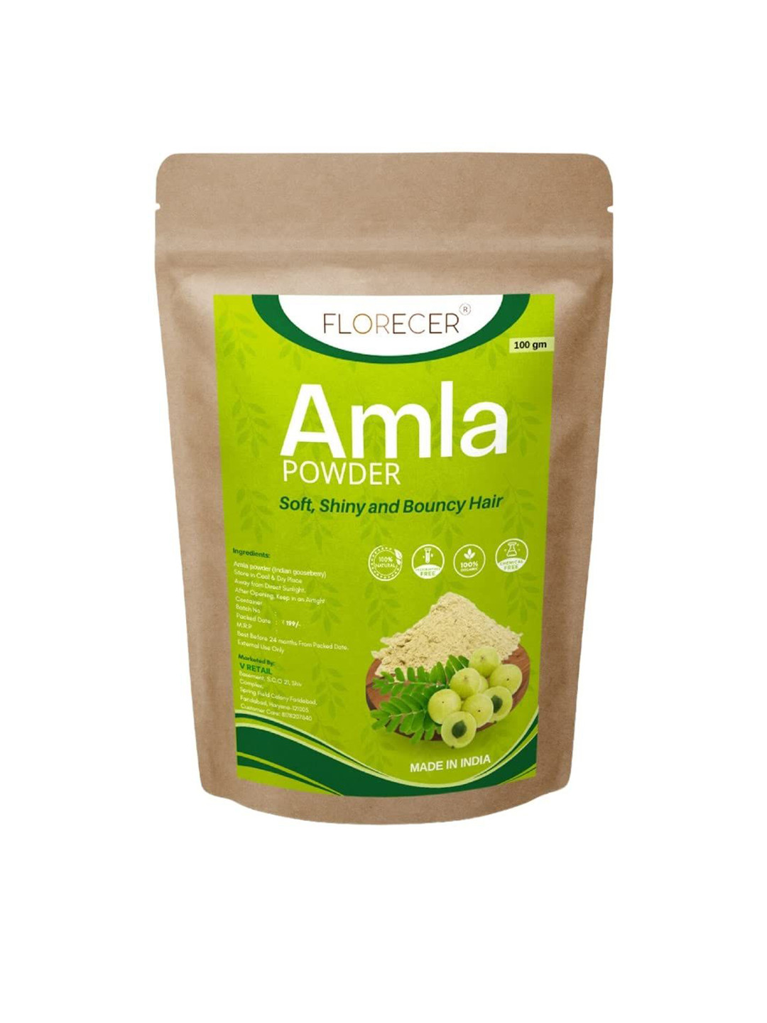 FLORECER Amla Powder For Hair Growth & Skin - 100 g