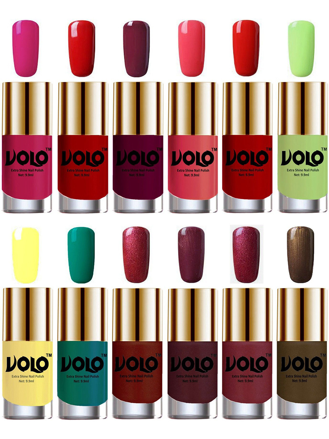 VOLO Set Of 12 Luxury Super Shine Nail Polish-9.9ml Each-  Combo-No.185