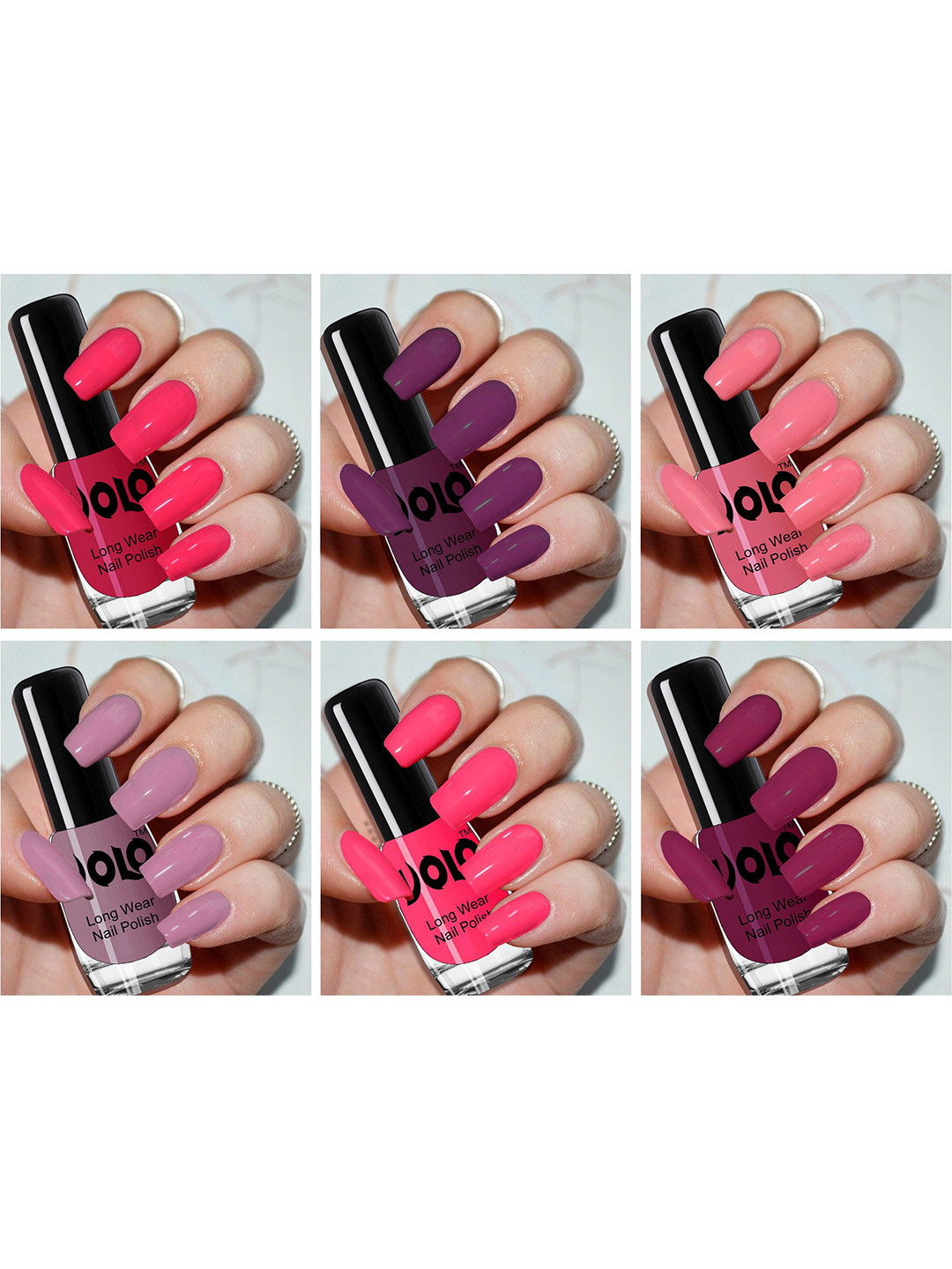 VOLO Set Of 6 Nail Polish 5 ml EachCoral Compass-Wine Maroon-Pink Mania-Nudes-Pink-Wine